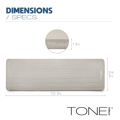Tone Fitness 1-Inch Thick Yoga Mat | High-Density, Non-slip Exercise Mat with Carrying Strap for Yoga, Pilates, & Home Gym Workouts | Multiple Options - color: Gray, style: Diamond