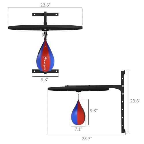 Soozier Wall Mounted Speed Bag Platform with 360-Degree Swivel, Adjustable Punching Bag for Home Fitness