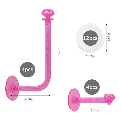 8Pcs Scrunchie Holder Stand Hai Tie Organizer, Girls Hair Accessories Organizer Storage for Headband Hairband Hair Ties, Acrylic Clear Glitter Adhesive Scrunchy Holder Scrunchie Tower Storage - color: 8Packs Pink