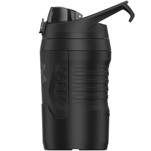Under Armour 32 oz Insulated Water Bottles - Sports Water Jug with Fence Hook, Leak Resistant for Baseball, Football & More, 32 oz Insulated, Black/Black - color: Black/Black, size: 32 Ounces