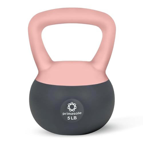 Primasole Soft Kettlebell - Anti-Slip Grip, Neoprene Material, Light Gray or Light Blue, Home Workout Kettlebell Weights for Strength Training