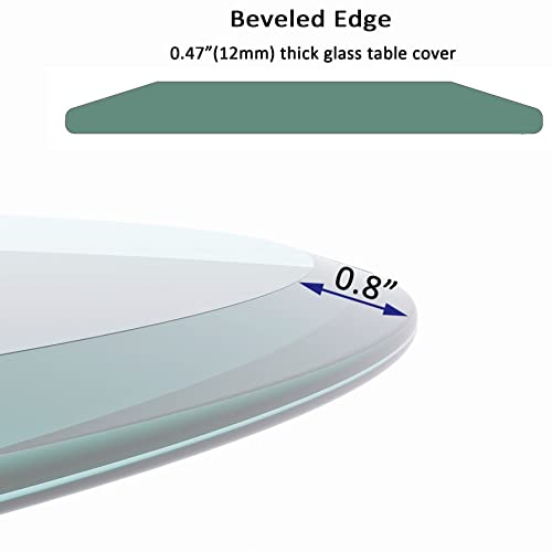 Prime Exclusive Deal 32" Round Glass Table Top - 1/2" Thick Beveled Edge Tempered Glass, Replacement Glass Top for Kitchen/Patio Table - size: 32 INCH, style: 1/2"thick - Beveled