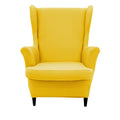 NILUOH Wingback Chair Cover 2-Piece Soft Stretch Wing Chair Slipcover Solid Color Armchair Sofa Couch Cover Furniture Protector with Elastic Bottom for Living Room Bedroom (Lemon Yellow) - color: Lemon Yellow