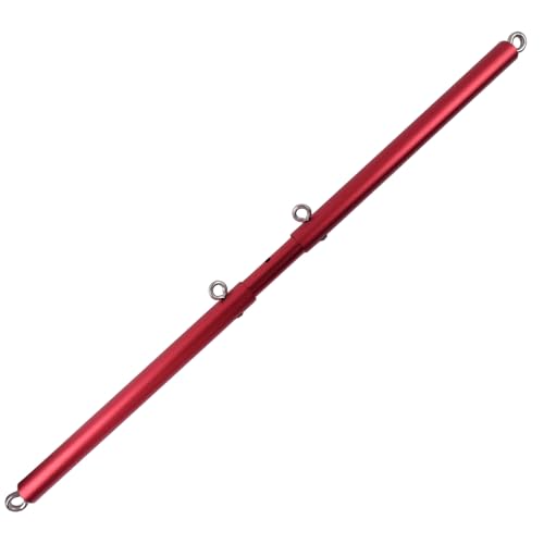 Spreader Bar Heavy Duty Stainless Steel Expandable Silver Bar Home Gym with 4pcs Furry Purple Adjustable Straps,Sports Aid Training Fitness Gear Pilates Aid Kit - style: Red+Red Kit