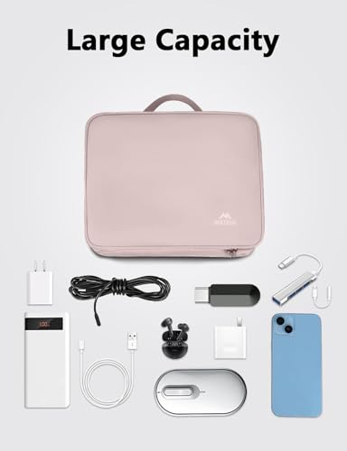 MATEIN Electronic Organizer Travel Case for Women, Double Layers Electronic Accessories Case with Handle, Portable Cord Organizer Travel for Cord, Charger, Phone, Earphone, Tablet, Pink Gift - color: Pink, size: Medium