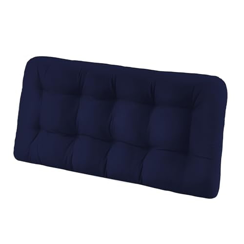 Tufted Bench Cushions for Outdoor Furniture, 48" x 18" Porch Swing Cushions Filled with Foam, Overstuffed Patio Cushions for Bench Loveseat with 2-3 Seats,Thick and Water Resistant, Navy - color: Navy, size: 48" x 18" x 5"
