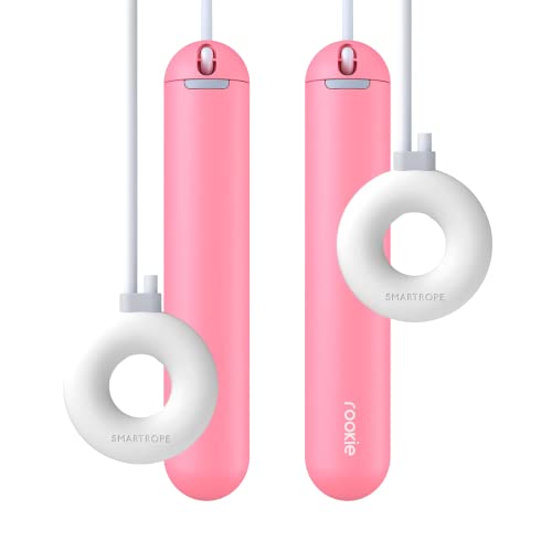 Tangram Smart Rope Rookie Donut - Cordless Fitness Jump Rope, App-Connected, Adjustable Length, Replaceable Battery, Track Jumps and Calories, Portable Workout Rope for Home and Gym - color: Pink