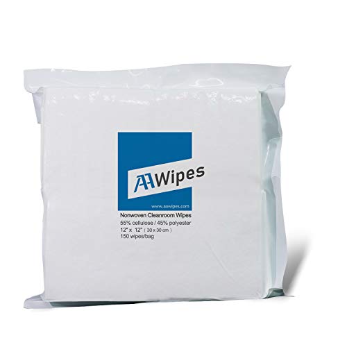 AAwipes Cleanroom Wipes Nonwoven Wipers Cellulose/Polyester Blend (12" x 12" 150PCS) for Lab, Electronics, Pharmaceutical, Printing and Semiconductor Industries (NW06812)