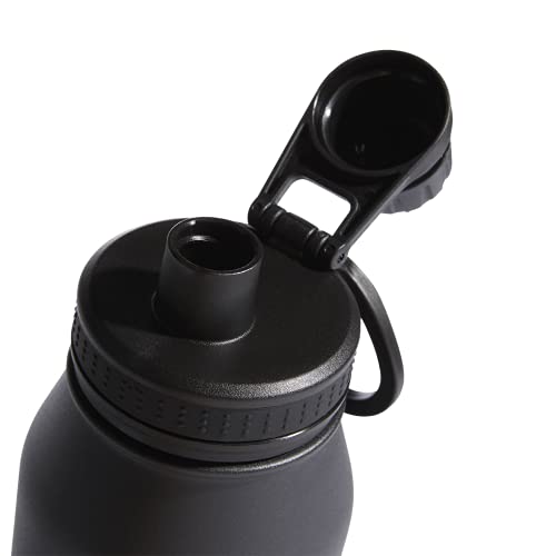 adidas Stainless Steel Metal Water Bottle 34 oz (1L) Screw Cap - color: Black/Silver Metallic
