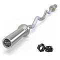 RitFit 2 Inch EZ Curl Bar with Weights, 350LBS Weight Capacity Olympic Curl Barbell for Bicep, Tricep and Weight Lifting Exercises - style: Silver with Collar