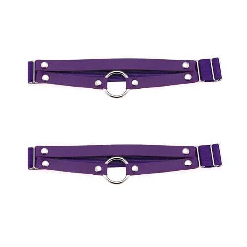 Adjustable O-ring Leg Garter, Elastic Thigh Garters Belt for Women, 1 Pair - color: Purple