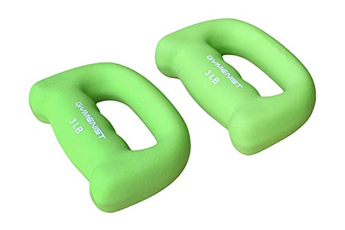 GYMENIST Set of 2 Hand Shaped Neoprene Exercise Workout Jogging Walking Cardio Dumbbells Pair - color: 3-LB Green
