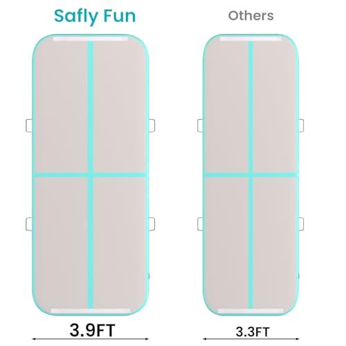 Inflatable Gymnastics Mat 6.6ft/10ft Air Tumble Track Training Mat 4/8 inches Thick Tumbling mat with Electric Pump for Home Use/Tumble/Gym/Training/Cheerleading/Water/Yoga - color: Mint Green, size: 10ft*3.9ft*8in