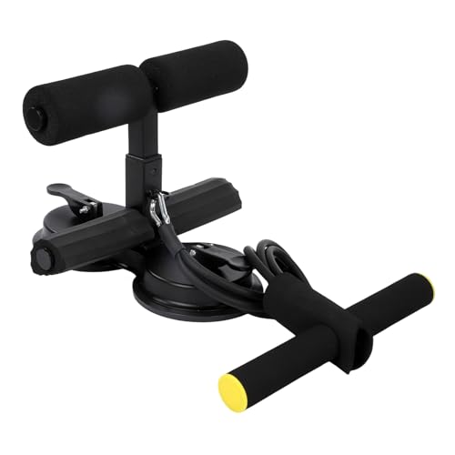Double Suction Cup Trainer, Sit Up Bar with Three-level Height Adjustment | Abdominal Training Aid with Massage Roller and Drawstring, Ideal for Home Workouts such as Push Ups, Yoga, and Sit Ups