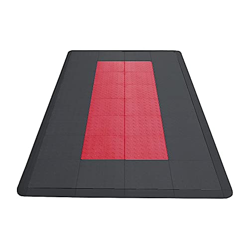 Speedway Garage Floor Mat Kit for Motorcycle, Small, Black/Red - color: Black/Red, size: Garage Kit - Motorcycle