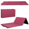 Gymnastics Mat - Tumbling & Exercise - 4 Folding - Indoor/Outdoor - Extra Thick - High Density - Yoga & Arts - color: BURGUNDY
