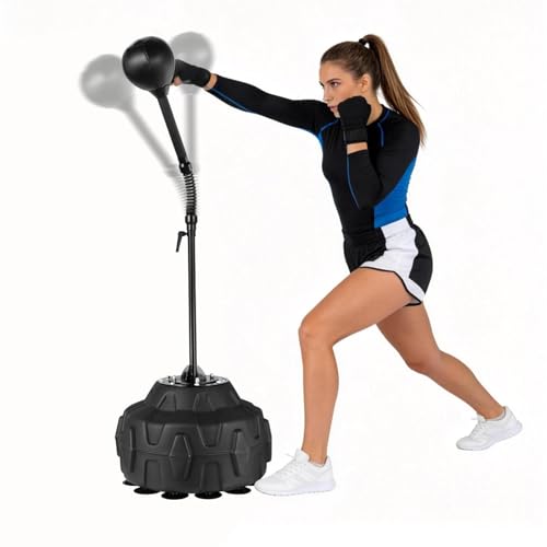 Cobras Reflex Bag with Stand 55.5-71.2" Height Adjustable Speed Punching Ball Quick Setup & Stable Suction Base for Boxing Training Stress Relief