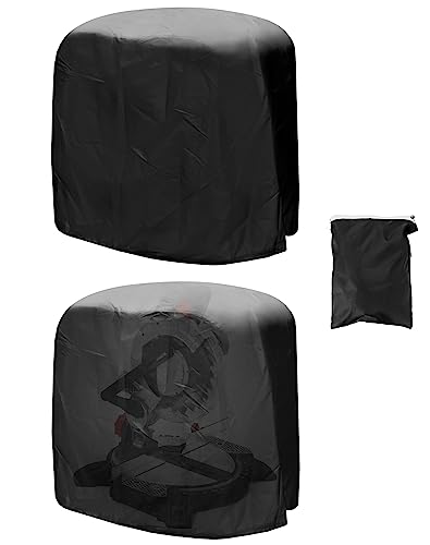 QWORK Dustproof Miter Saw Cover, 2 Pack Waterproof Covers, 210D Oxford Cloth with Bottom Drawcord Fits Most Miter Saws, Planers, Machine Tools, Black