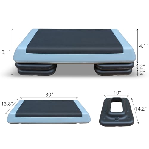 Aerobic Step Platform 30" × 14" Height Adjustable Workout Step for Fitness Strength Training with Risers Exercise Platform for Home Gym - color: Gray-30"×14"-4 Risers, size: 30"×14"
