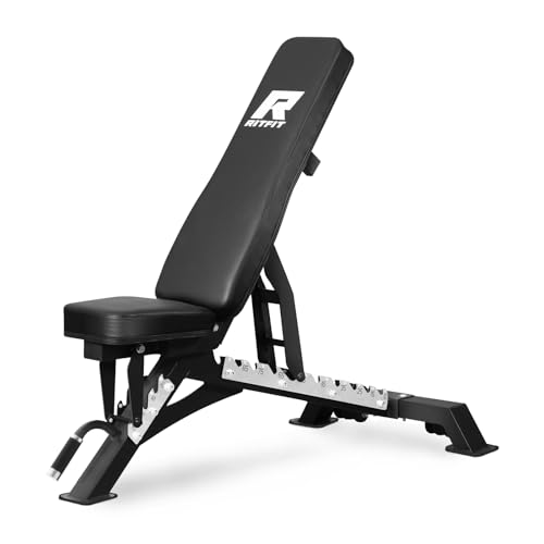 RITFIT Adjustable Weight Bench, Incline Decline Flat, 1300LB Capacity | Full Body Workout Bench for Home Gym Strength Training, 10 Backrest Positions, 3 Seat Angles, Heavy Duty Steel Frame - color: Black