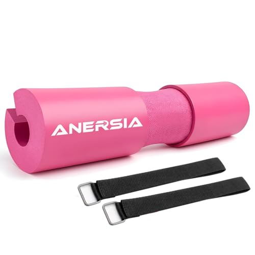 Barbell Pad for Squats & Hip Thrusts – 1.2” Extra-Thick High-Density Foam – Non-Slip Neck & Shoulder Support Cushion – Fits Olympic & Standard Bars – Quick On/Off Design + 2 Securing Straps - color: Pink