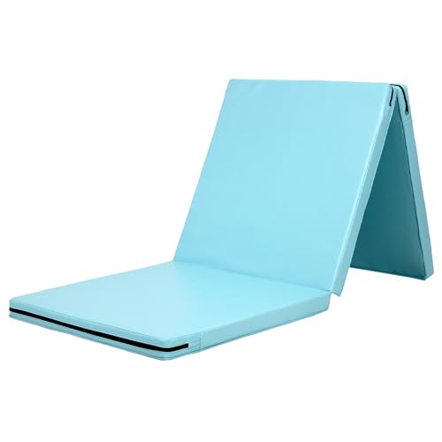 KaRaDaStyle Gymnastics Mat Folding Stretch Mats 71"x24"x2" Exercise Muscle Training Children Play Horizontal Bar Mat Yoga Sports Soundproof Home Use - color: AquaBlue