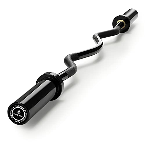 LIONSCOOL 2 Inch EZ Curl Bar, 350LBS/700LBS Weight Capacity Olympic Curl Barbell for Bicep, Tricep Workout, Deadlifts, Weightlifting, Strength Training Exercises - color: Black