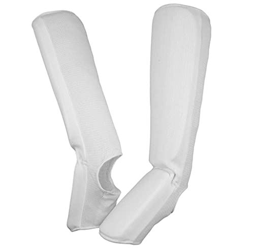 Ultimate - Cloth Shin Instep Guard for Karate TKD MMA Kickboxing Combat Training - color: White, size: Children L