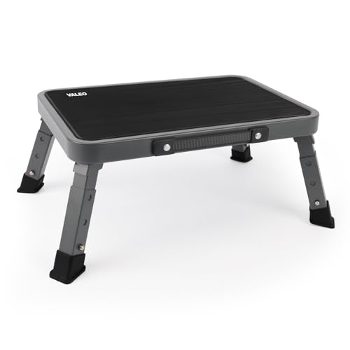 Valeo Folding Step Stool, Adjustable Step Stool with Non-Slip Platform, 330 Lbs Capacity, Step Ladder for Adults in Kitchen, Bathroom, RV, Camping, Office, Black - color: Black