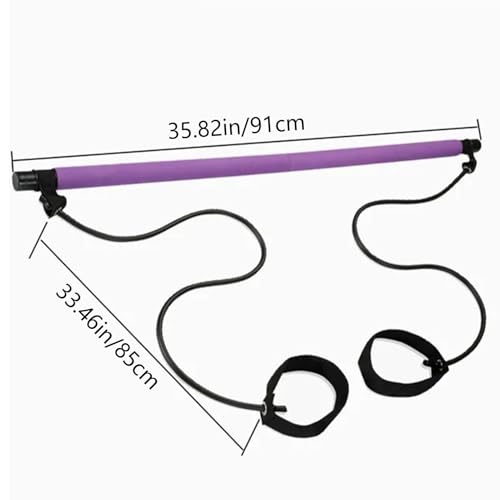 Stretched Fusion Pilates Bar Multifunctional Easy Installation Workout Bar | Elastic Portable for Home Gym, Travel, Pilates Workouts, Full Body Toning, Core Stability, Stretching, Resistance Band - color: Multicolor 1