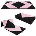 Goplus Gymnastics Mat, Folding Tumbling Mat with Carry Handles, Hook & Loop Fasteners, 4 Panels for Fitness Exercise Yoga Stretching Aerobics Workouts, Thick Gym Mats for Home - color: Pink&Black