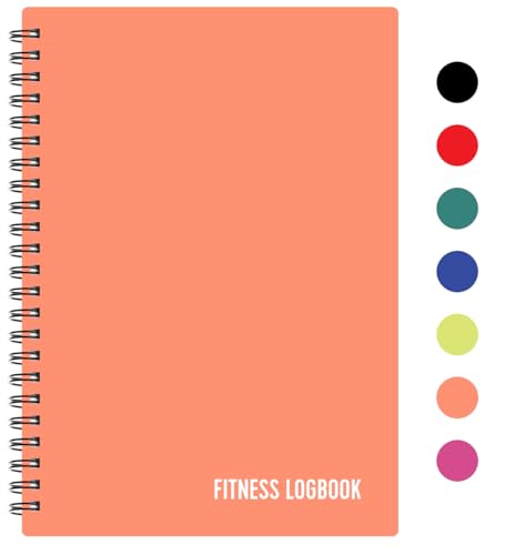 Fitness Logbook (Peach) - A5 Undated Workout Journal For Men & Women - Plastic Cover & Thick Paper - Planner Log Book To Track Weight Loss, Muscle Gain, Gym Exercise, Bodybuilding Progress - style: Peach Plastic
