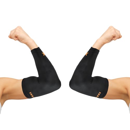 THX4COPPER Elbow Compression Sleeve(2 Pieces)-Copper Infused Support-Guaranteed Recovery Copper Elbow Brace-Idea for Sports, Golfers, Tennis Elbow, Arthritis, Tendonitis-Medium - size: Medium (Pack of 2)
