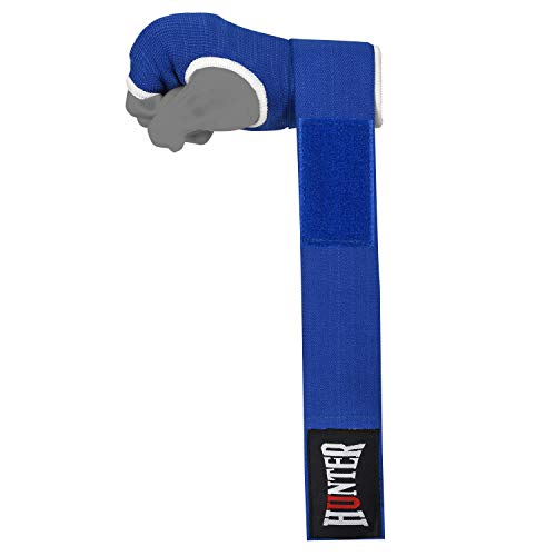 HUNTER Gel Boxing Hand Wraps for Men & Women, Quick Inner Gloves with Wrist Support for MMA, Muay Thai, Kickboxing & Martial Arts Training, Knuckle Protection (Pair) - color: Blue, size: Small-Medium
