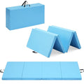 Gymnastics Mat, 3'x6'/4'x6' Thick Folding Kids' Gymnastic Tumbling Mat with Carrying Handles for Home Gym Exercise & Play - color: 3x6FT-Light Blue