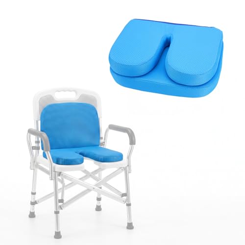 U-Shaped Shower Chair Cushion with Backrest, High Density 3D Mesh Spa Bath Seat Pad, Non-Slip Washable for Shower Benches, Transfer Benches, Ideal for Elderly, Disabled, Pregnant Women