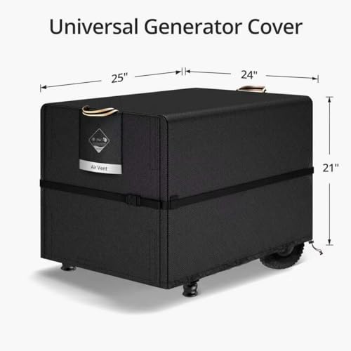 QH.HOME Waterproof Generator Cover 25x24x21 inch ,900D Heavy Duty Oxford with Secure Windproof Buckle- for Most Generators 3000-5000 Watt, Black - size: 25"(L) x 24"(W) x 21"(H)
