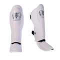 Top King New Pro Leather Shin Guards for Muay Thai - color: White, size: Small