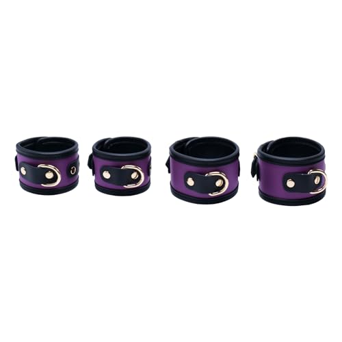 Wooden PU Spreader Bar with 4pcs PU Adjustable Straps,Workout Bar for Home Gym Training Bar,Portable Detachable Pilates Kit - style: Black+PU Purple Kit