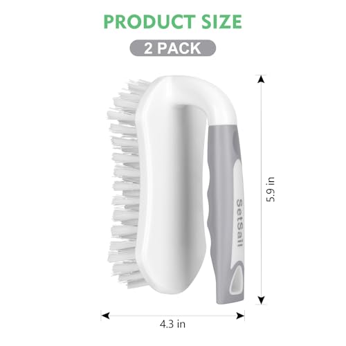 SetSail Scrub Brush, Heavy-Duty Scrub Brushes for Cleaning with Stiff Bristles Cleaning Brush for Shower, Bathroom, Carpet, Kitchen and Bathtub Scrubber - 2 Pack - color: Grey White, size: 2-pack