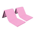 Matladin 6' Folding Tri-fold Gymnastics Gym Exercise Aerobics Mat, 6ft x 2ft x 2in PU Leather Tumbling Mats with Hook & Loop Fastener for Stretching Yoga Cheerleading Martial Arts - color: Pink-2 Pack