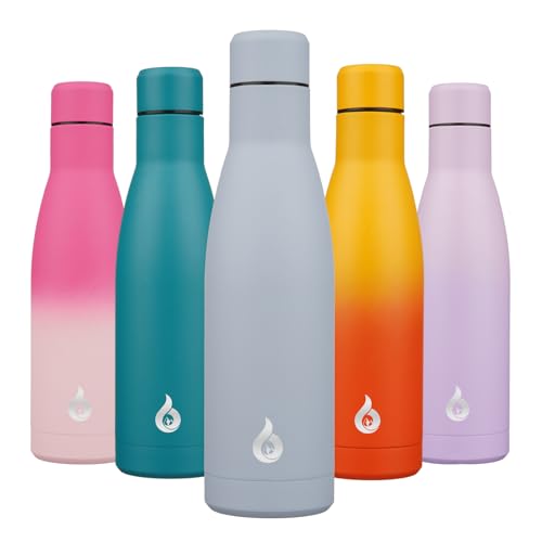 BJPKPK Insulated Water Bottle 17oz Stainless Steel Water Bottles Dishwasher Safe Metal Thermal Keep Cold and Hot,Mist Grey - color: Mist Grey, size: 17 Ounces