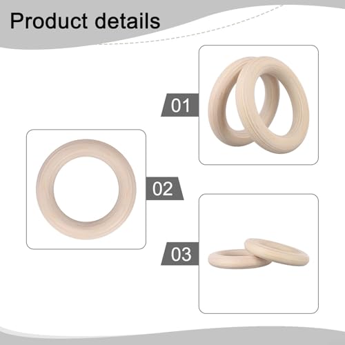 Set Of 2 Birch Wood Gymnastics Rings For Home Gym And Outdoor Fitness,Non-Slip Sweat-Absorbent Rings With Comfortable Grip For And Adults, For Pull Ups Calisthenics for cross Training (25mm 19cm)