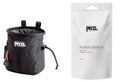 Petzl SAKAPOCHE Rock Climbing Chalk Bag | Ergonomic Chalk Pouch with Zippered Pocket for Gym, Sport, & Trad Climbing - color: Black + 300 g powder crunch chalk