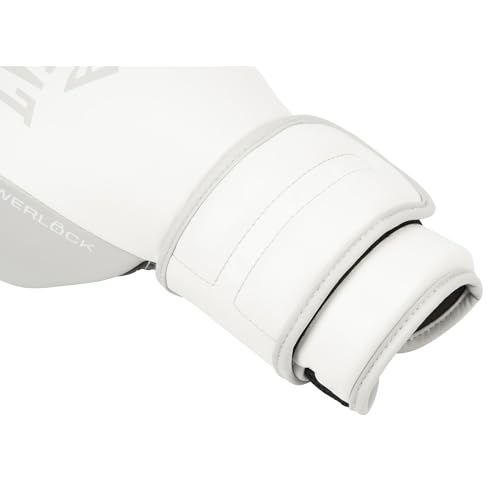 Everlast Powerlock 2 Hook & Loop Boxing Gloves | Fight Training Gloves | Hook and Loop with Durable Hand & Wrist Support | Heavy Bag & Fitness Training - color: White / Gray, size: 12 oz