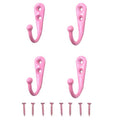 4 Pcs Wall Mounted Hooks for Bedroom,Bathroom,Kitchen,and Cabinet Hangers (with 8 Screws)-Pink - color: Pink