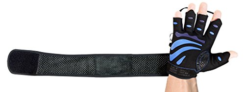 Gym Gloves Protect Your Hands & Improve Your Grip Weightlifting Grips - color: Blue with 2.5" Wrist Wraps, size: X-Large