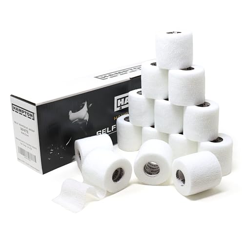 Hampton Adams | As Seen on Shark Tank | Self Adhesive Bandage Wrap (14-Pack) | 15ft | Pet Safe | Breathable Athletic Elastic Cohesive Bandage for Sports Injury Ankle Knee Wrist sprains (White) - color: White