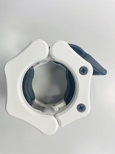 Olympic Barbell Clamps Collars Quick Release Pair Weight Clips for 2 inch Barbell (White w/Black Lever) - color: White W/ Black