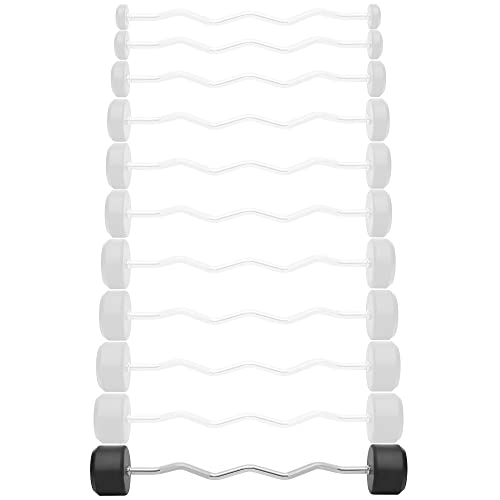 Philosophy Gym Rubber Fixed Barbell, Pre-Loaded Weight EZ Curl Bar for Strength Training & Weightlifting - style: 110 LB